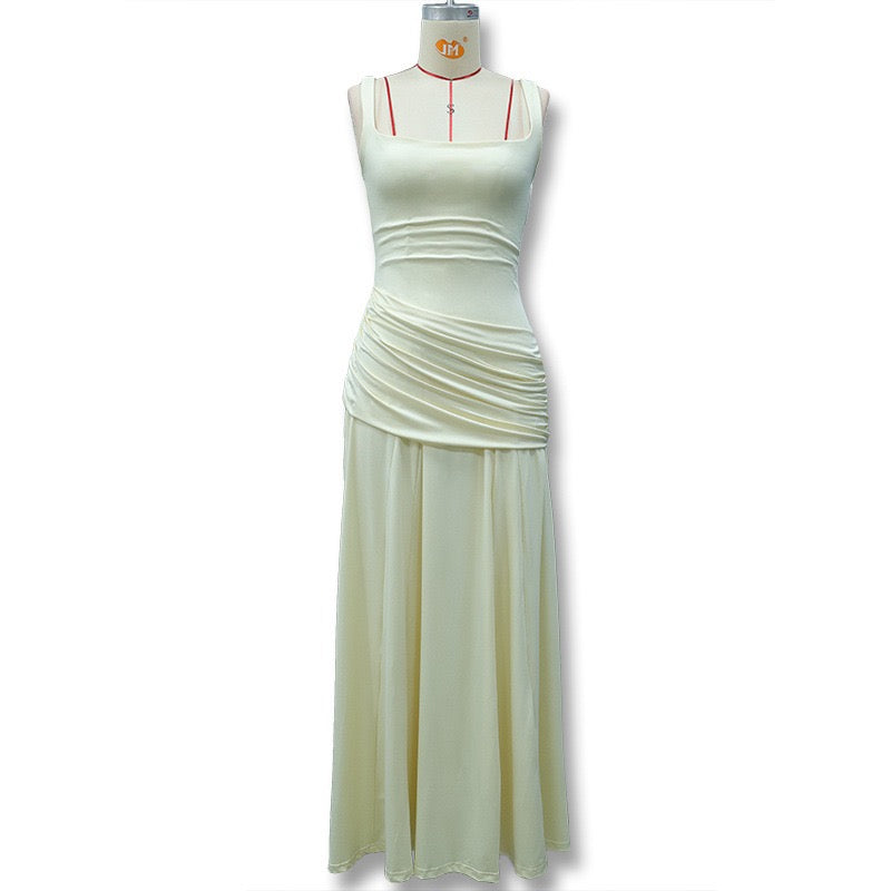 Laor elegant pleated maxi dress