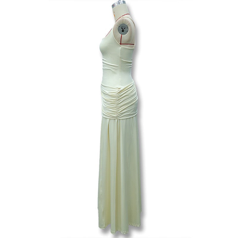 Laor elegant pleated maxi dress