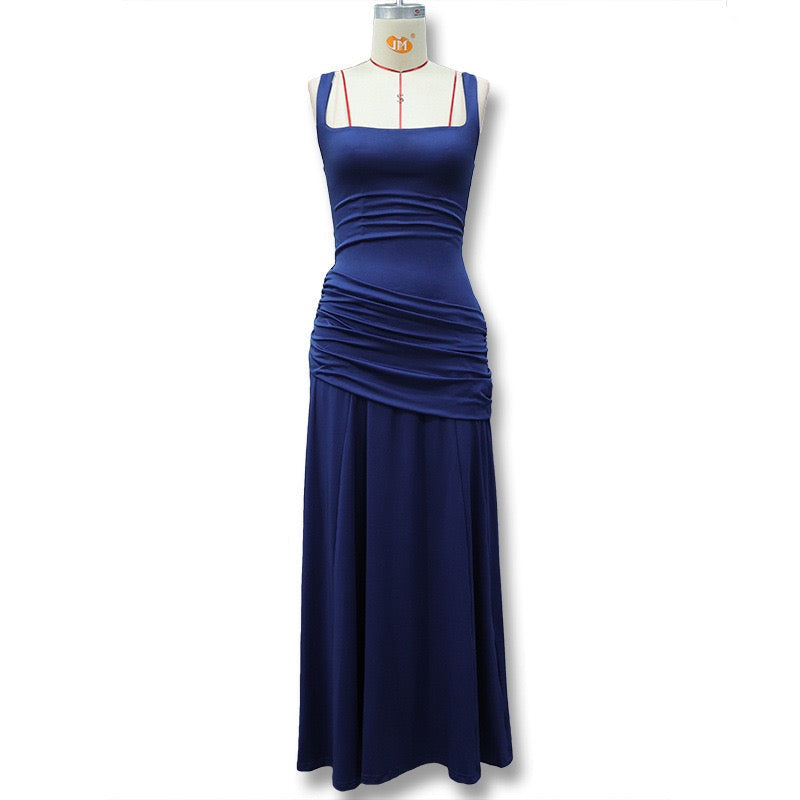 Laor elegant pleated maxi dress