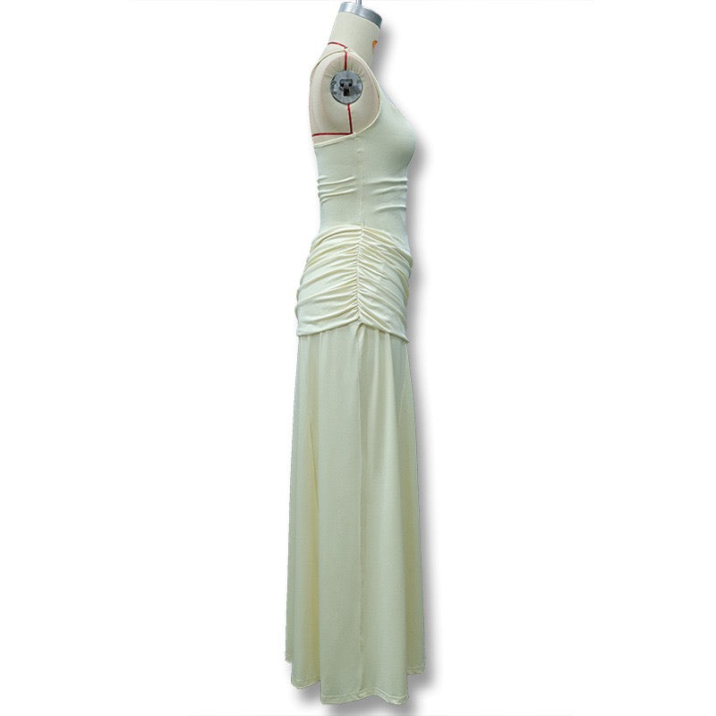 Laor elegant pleated maxi dress