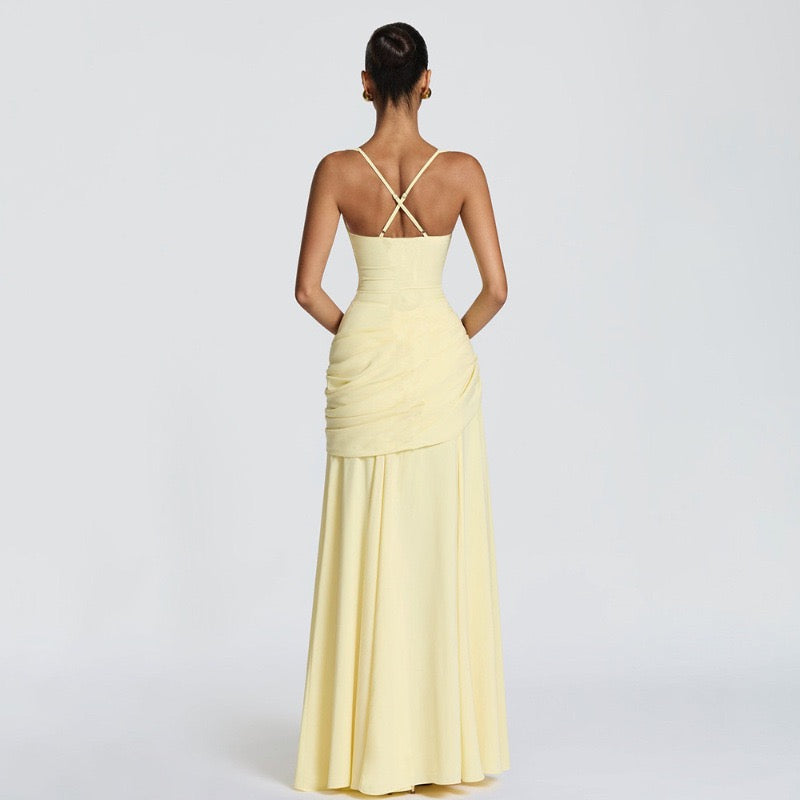Laor elegant pleated maxi dress