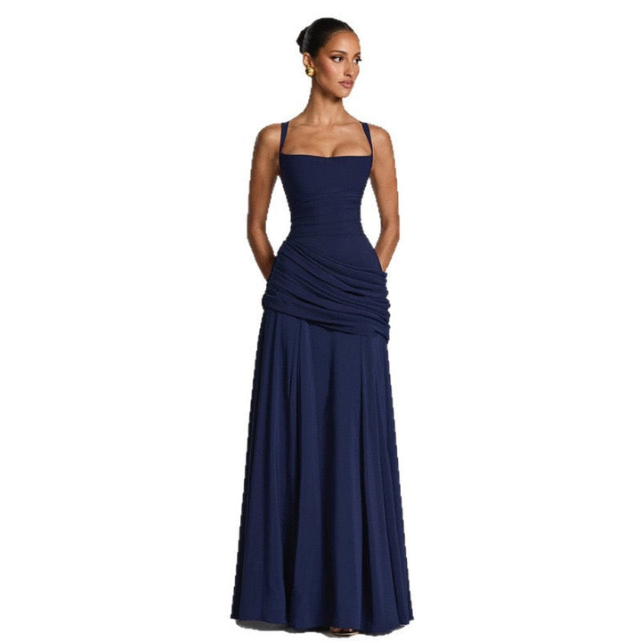 Laor elegant pleated maxi dress
