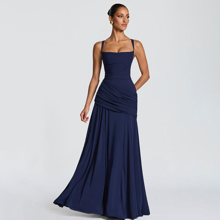 Laor elegant pleated maxi dress