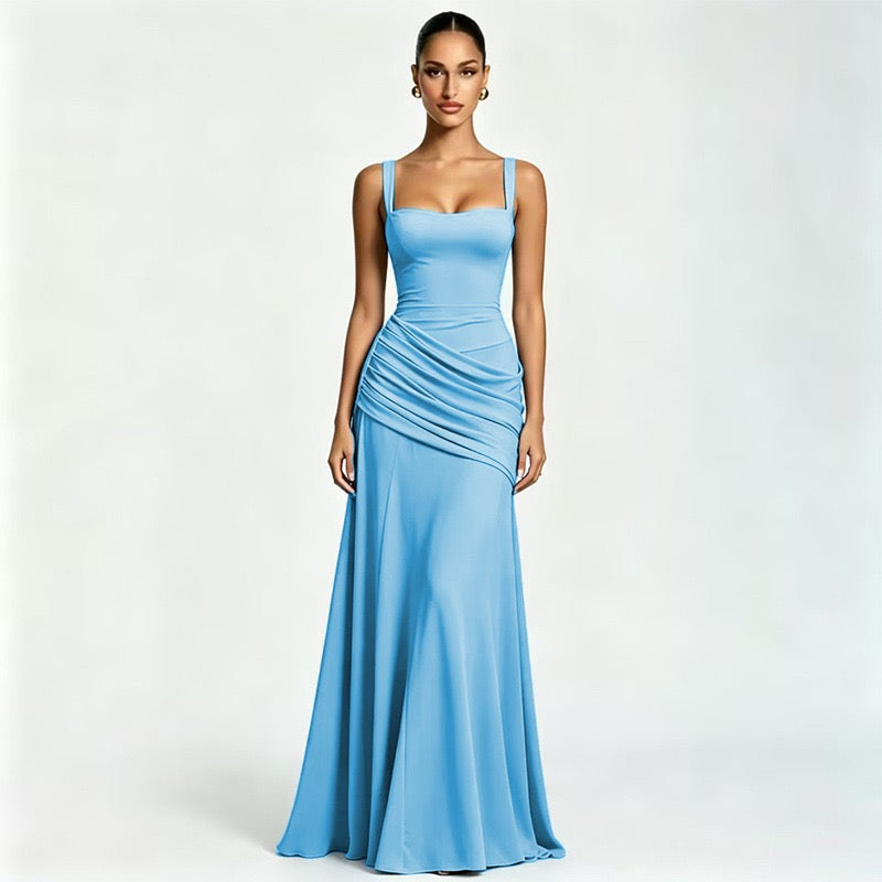 Laor elegant pleated maxi dress