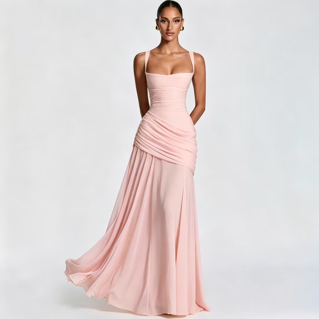 Laor elegant pleated maxi dress