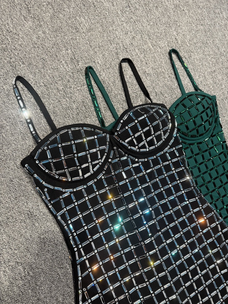 Mini dress with sparkling diamonds - Line