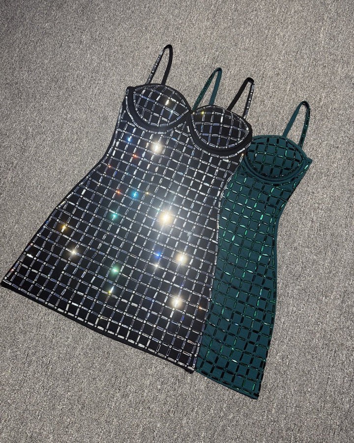 Mini dress with sparkling diamonds - Line