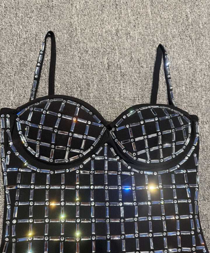 Mini dress with sparkling diamonds - Line