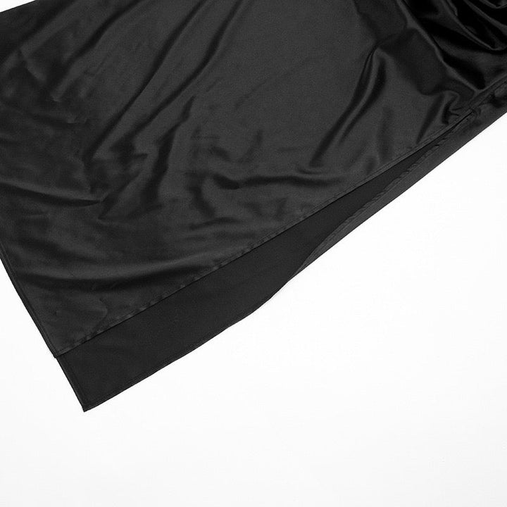 Maxi Satin Dress with Lace Design and Slit - SHERON