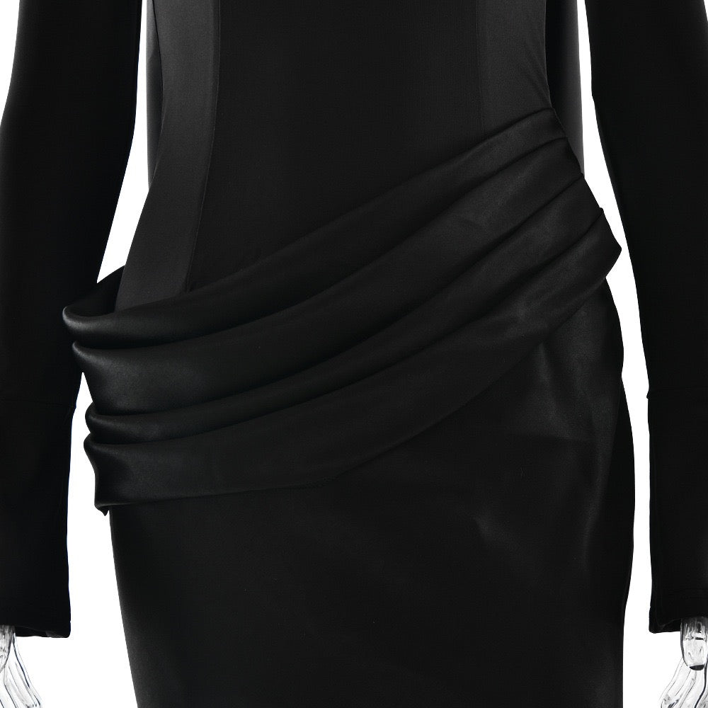 Nora satin and pleated maxi dress with a matching scarf