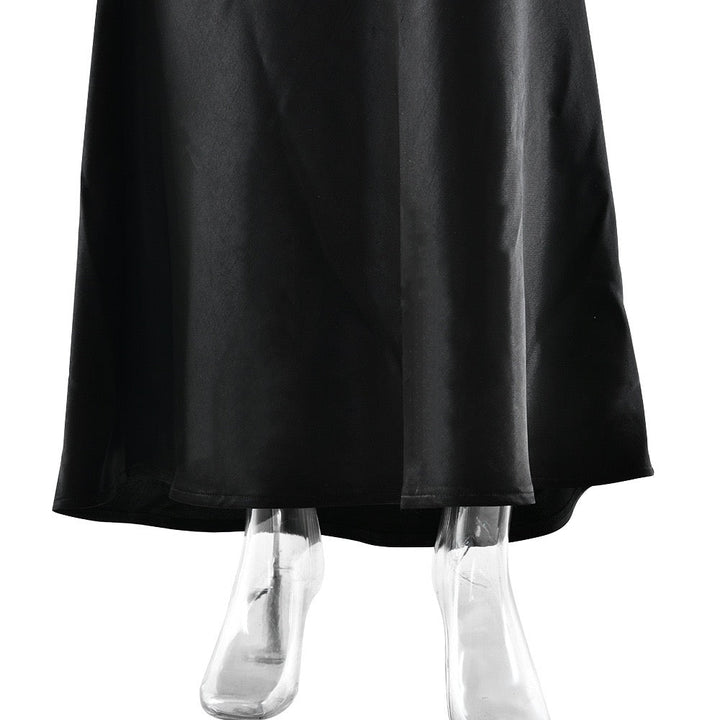 Nora satin and pleated maxi dress with a matching scarf