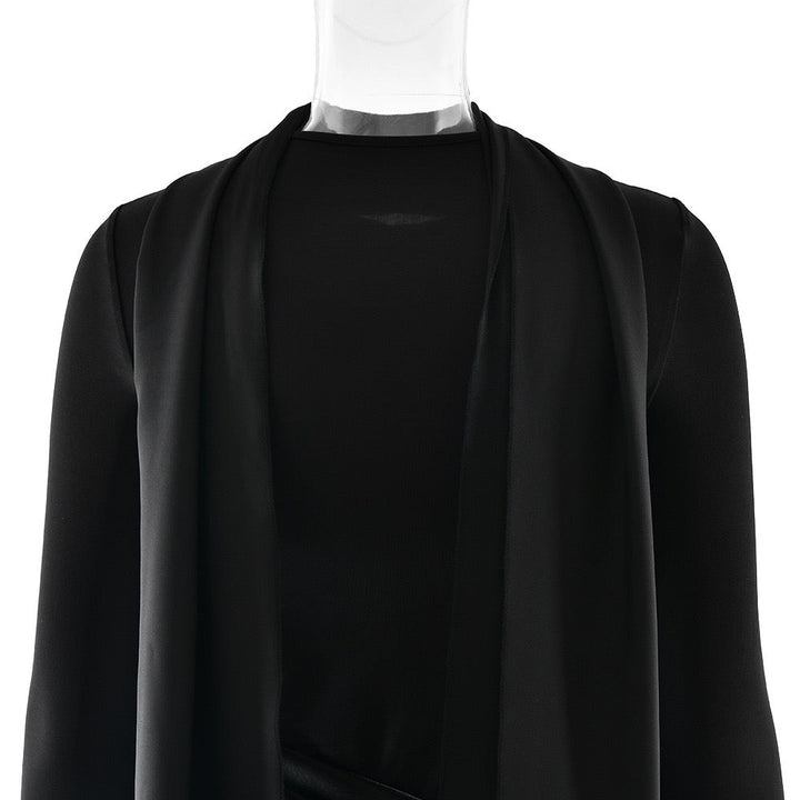 Nora satin and pleated maxi dress with a matching scarf