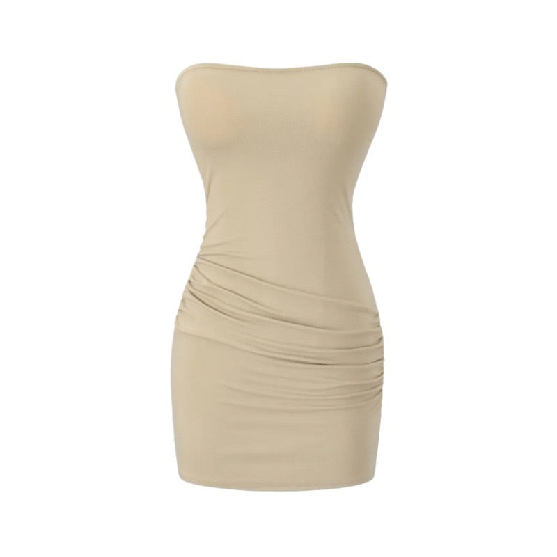 Bailey strapless ruched fitted mini dress in shaping fabric