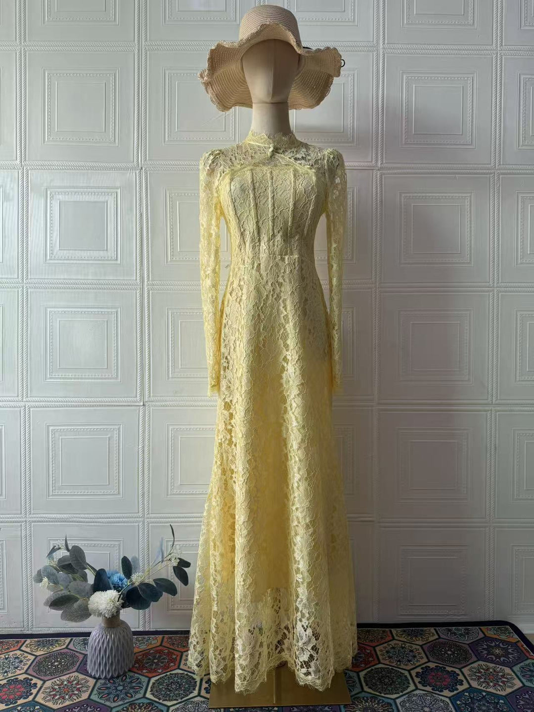 Maxi Lace Dress with Corset Design - Toher