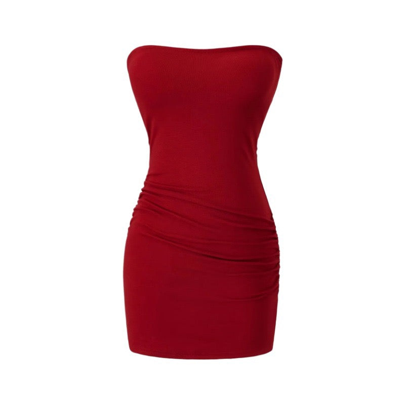 Bailey strapless ruched fitted mini dress in shaping fabric