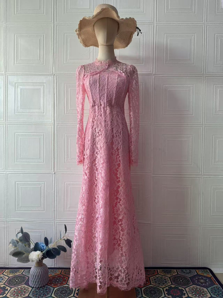 Maxi Lace Dress with Corset Design - Toher