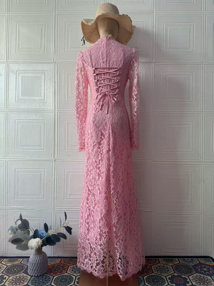 Maxi Lace Dress with Corset Design - Toher