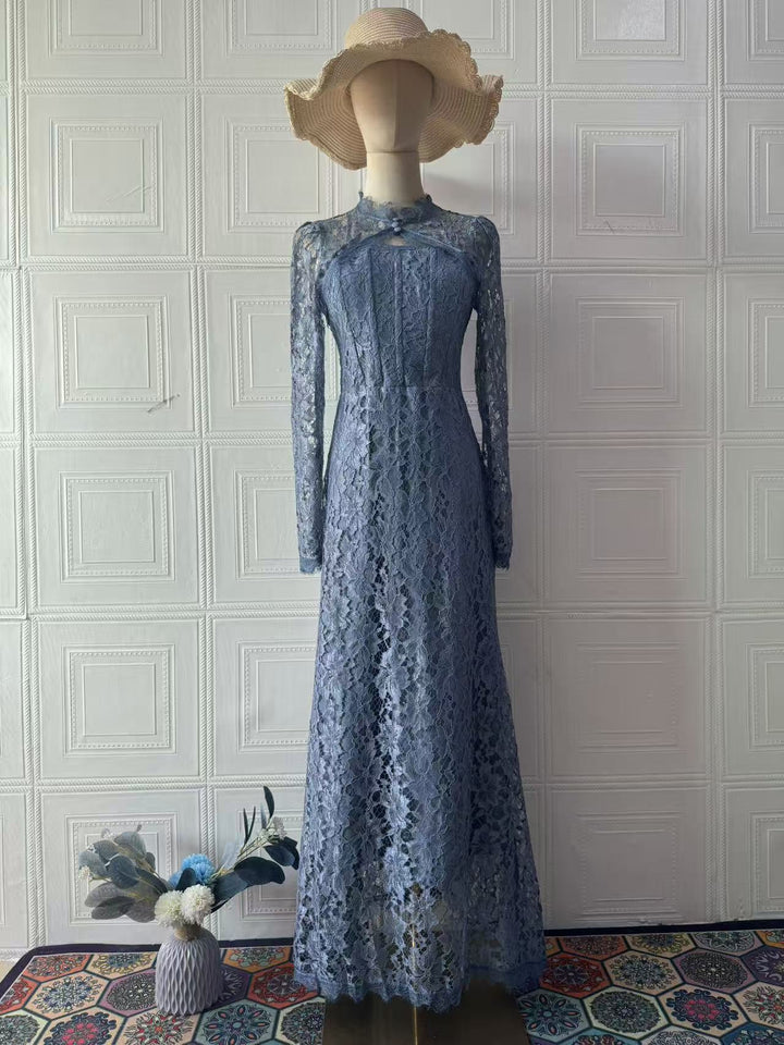 Maxi Lace Dress with Corset Design - Toher