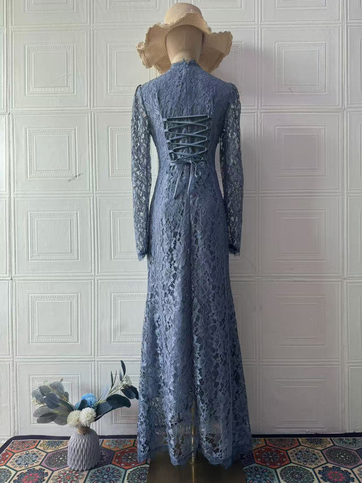 Maxi Lace Dress with Corset Design - Toher