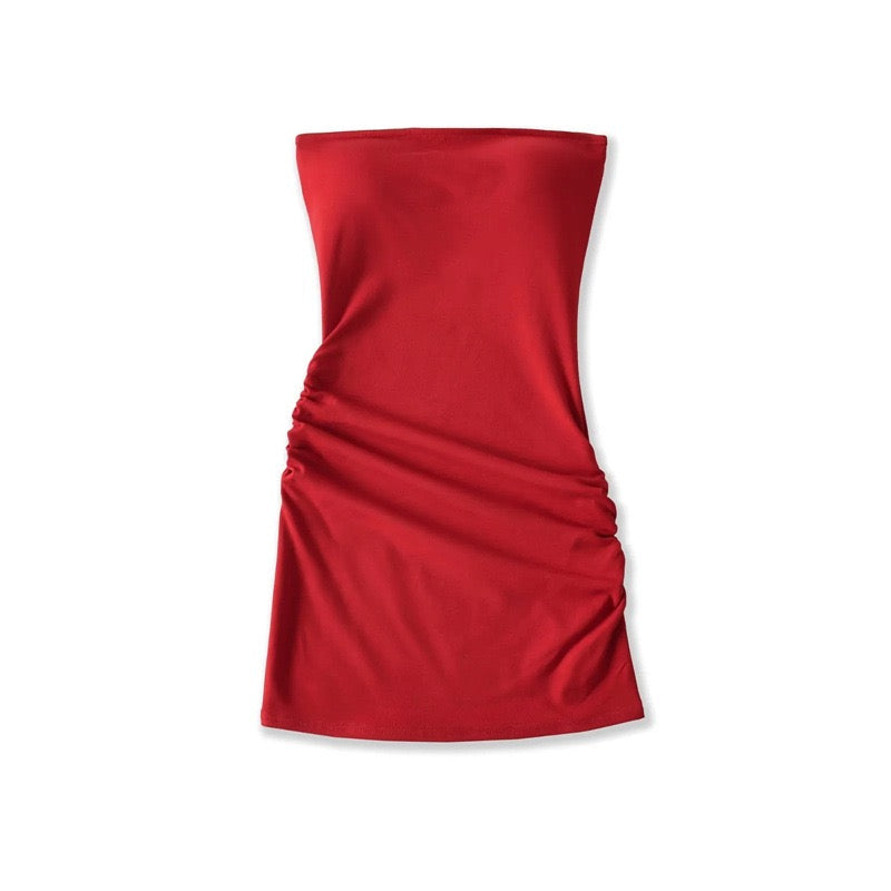 Bailey strapless ruched fitted mini dress in shaping fabric