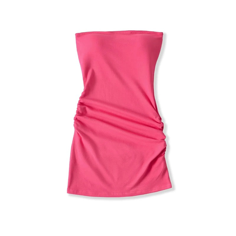 Bailey strapless ruched fitted mini dress in shaping fabric