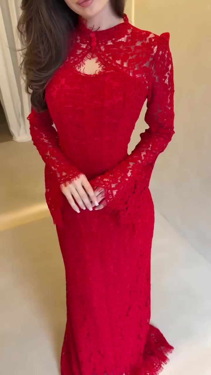 Maxi Lace Dress with Corset Design - Toher