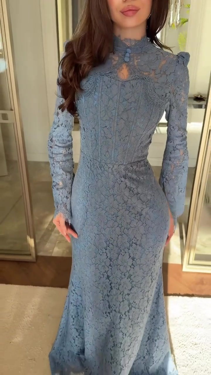 Maxi Lace Dress with Corset Design - Toher