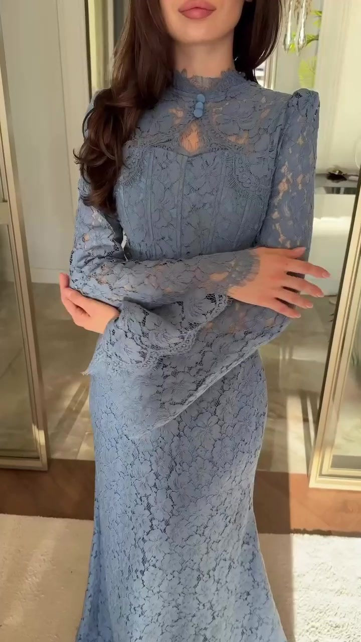 Maxi Lace Dress with Corset Design - Toher