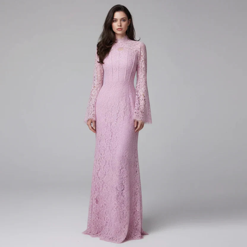 Maxi Lace Dress with Corset Design - Toher
