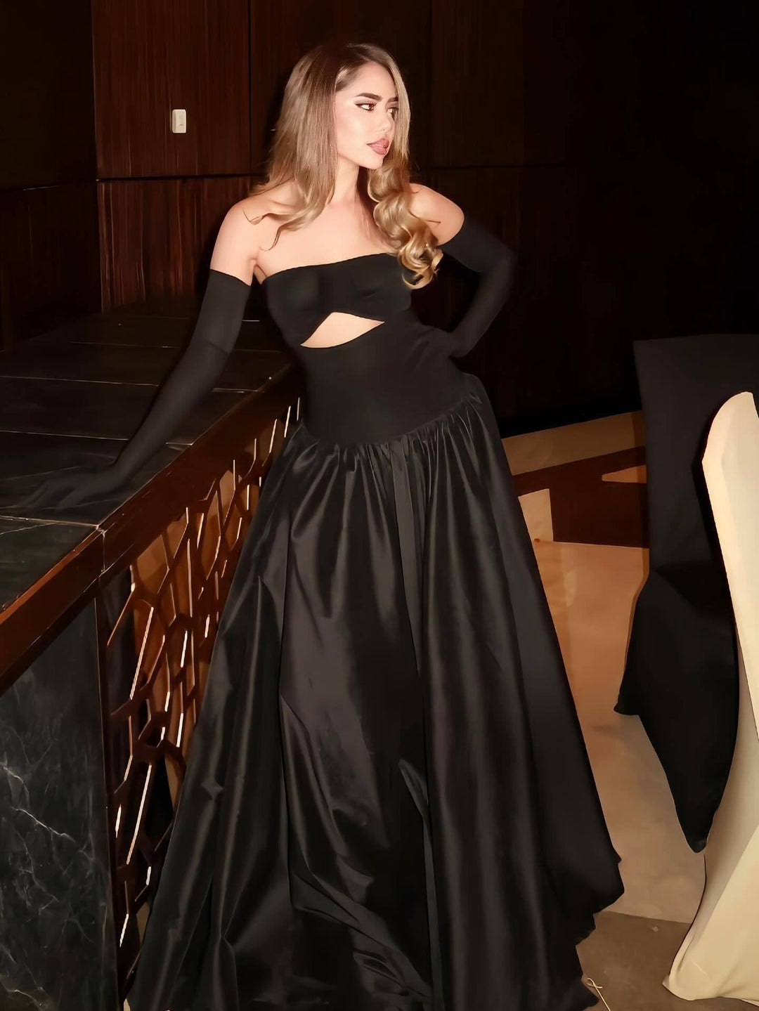 Zimra A-line maxi dress with a cutout design