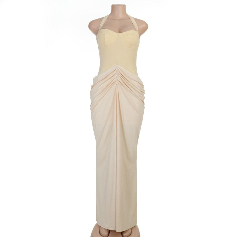 Liana chiffon and pleated maxi dress
