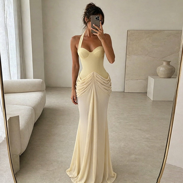 Liana chiffon and pleated maxi dress