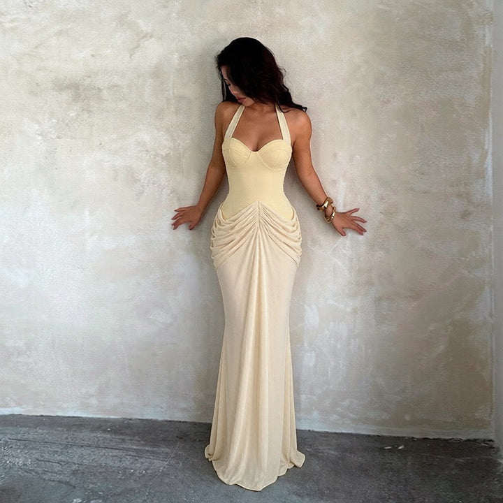 Liana chiffon and pleated maxi dress