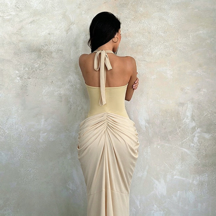 Liana chiffon and pleated maxi dress