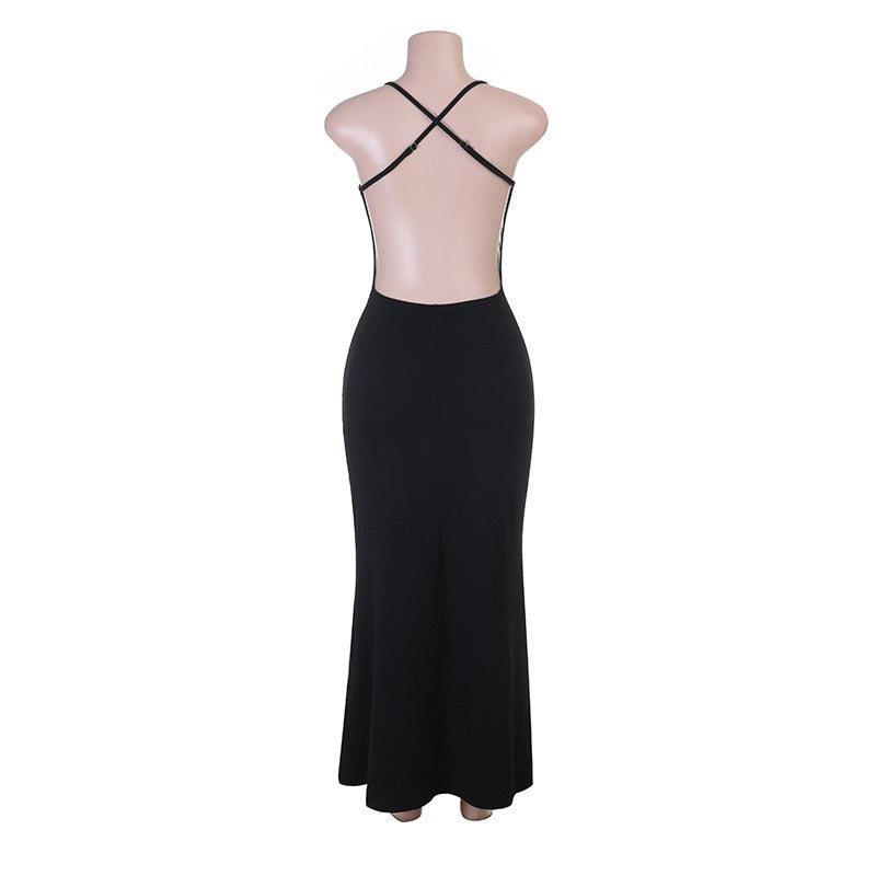 Talin mesh-design maxi dress