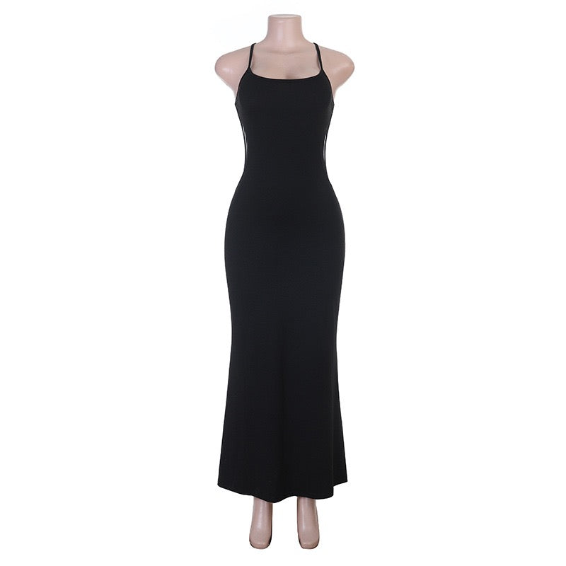 Talin mesh-design maxi dress