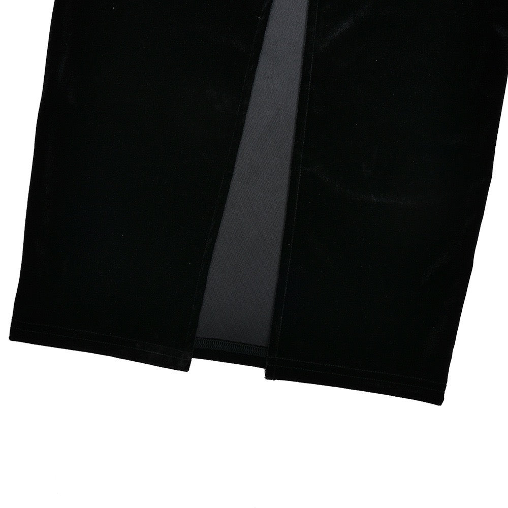 Velvet maxi dress with lace trim - RANIA