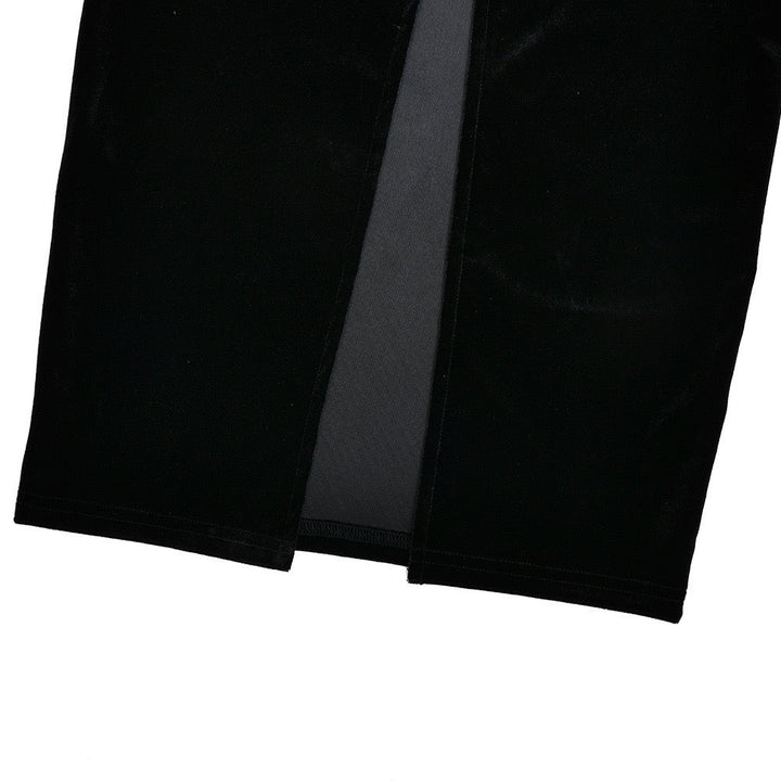 Velvet maxi dress with lace trim - RANIA