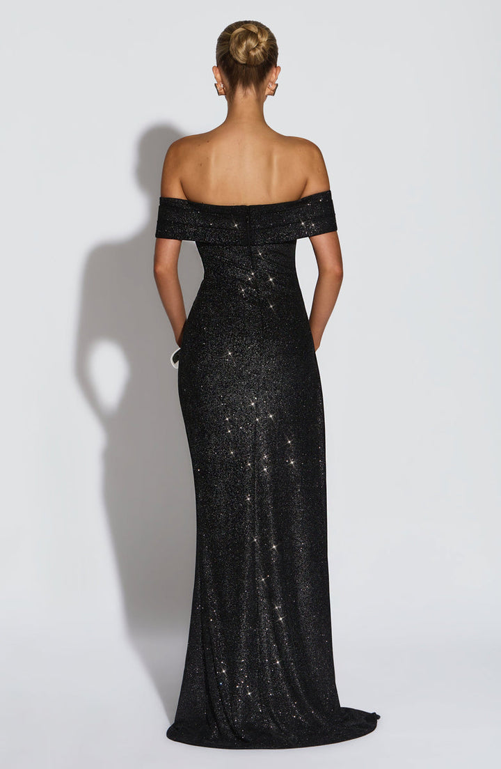 Off-the-shoulder sequined maxi dress with slit design - Breeze