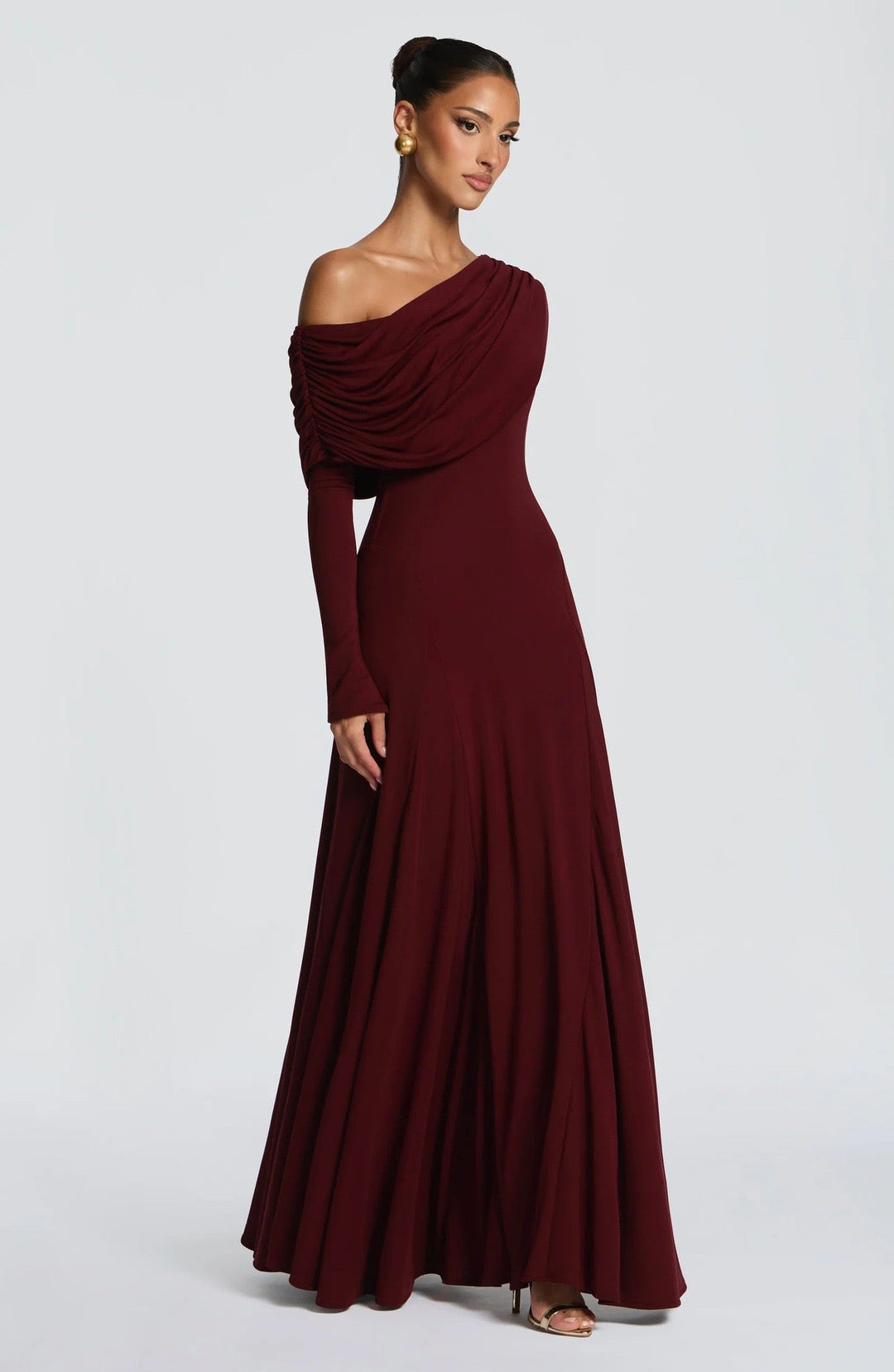 Mariana maxi dress with a gathered design and an off-shoulder neckline