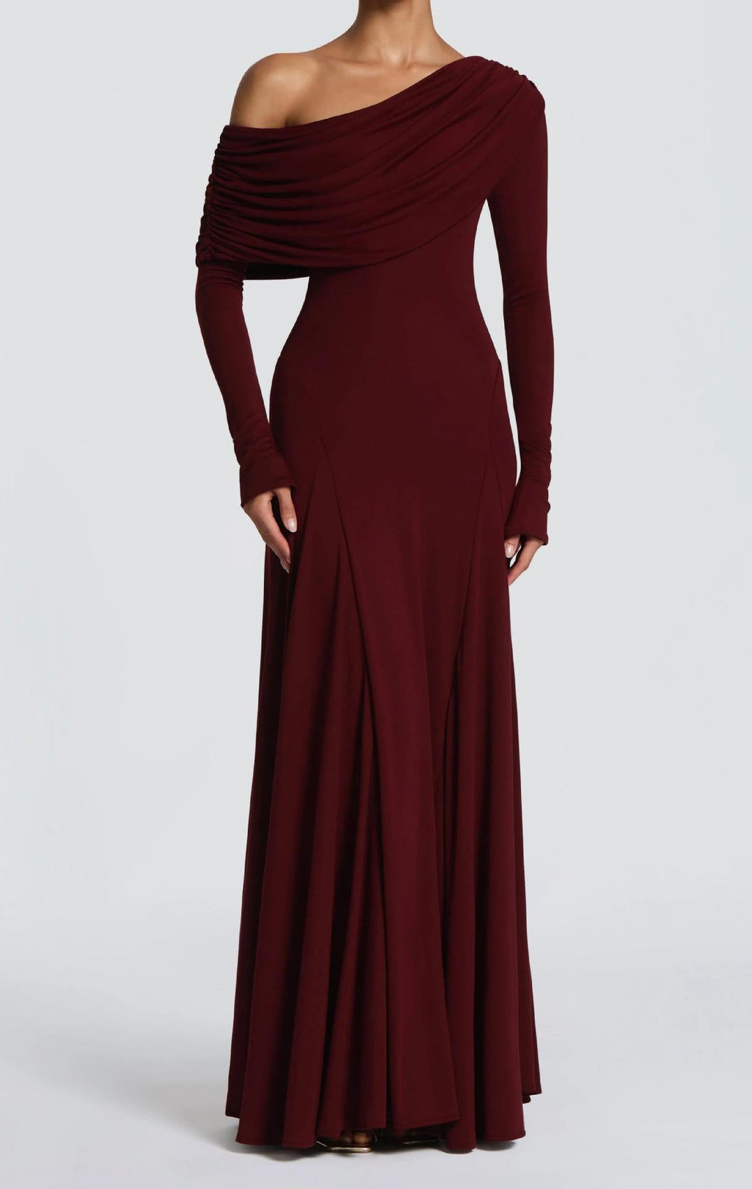 Mariana maxi dress with a gathered design and an off-shoulder neckline