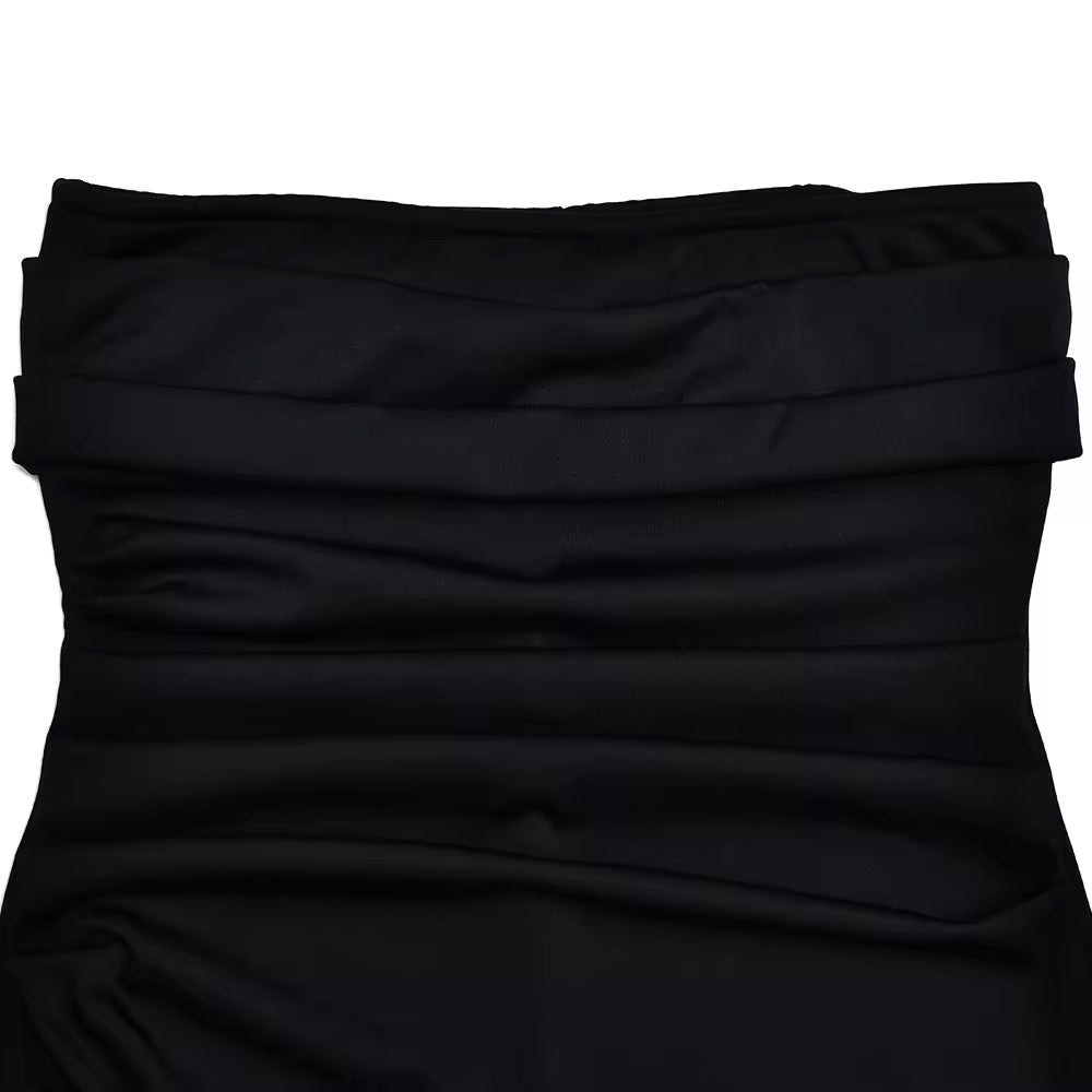 שמלת מקסי סטרפלס שסע עמוק - לוסיאנה