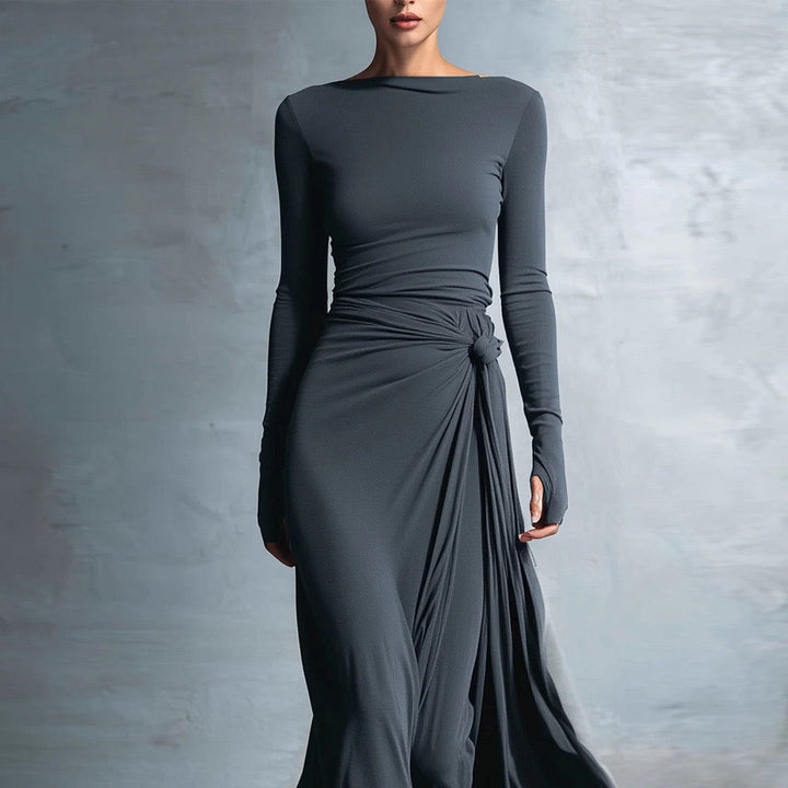 Maxi dress with gathers and ties - Nurit