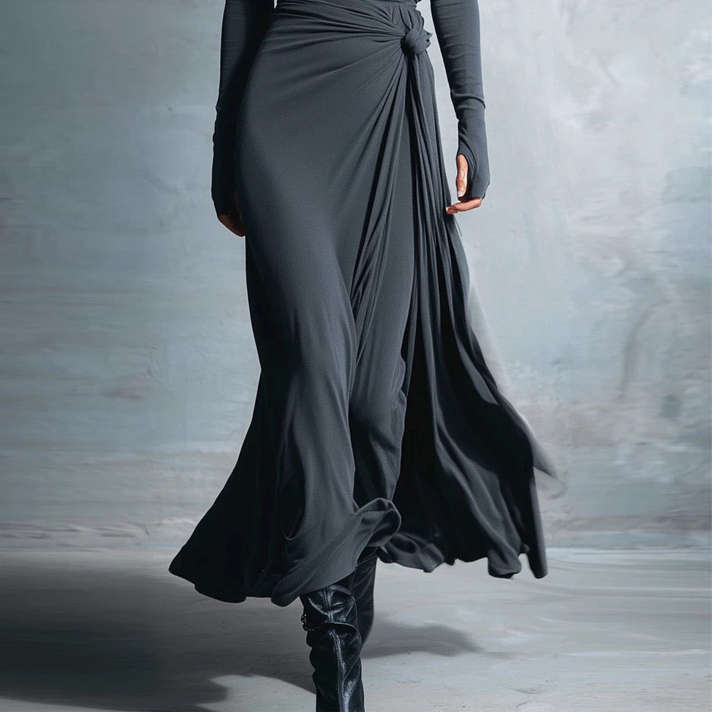 Maxi dress with gathers and ties - Nurit