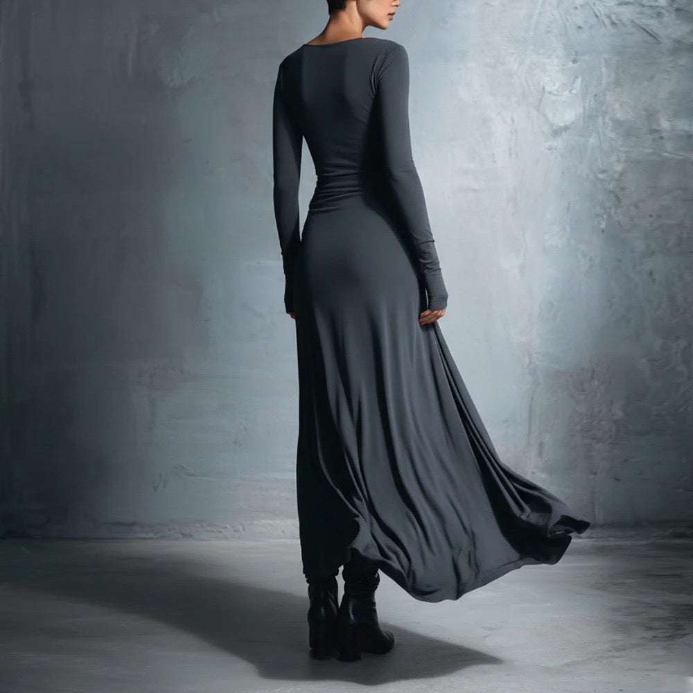 Maxi dress with gathers and ties - Nurit