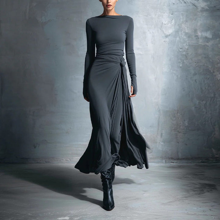 Maxi dress with gathers and ties - Nurit