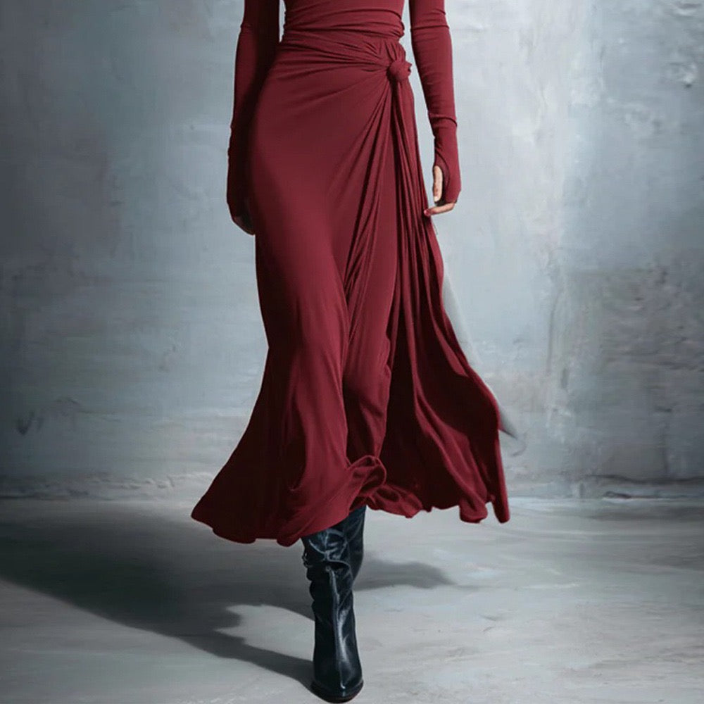 Maxi dress with gathers and ties - Nurit