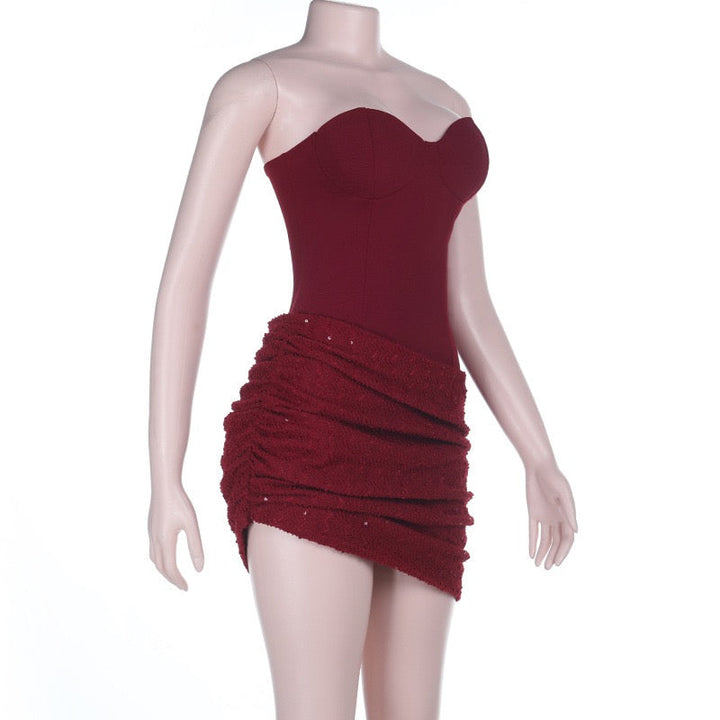 Sequined strapless mini dress - Pixi