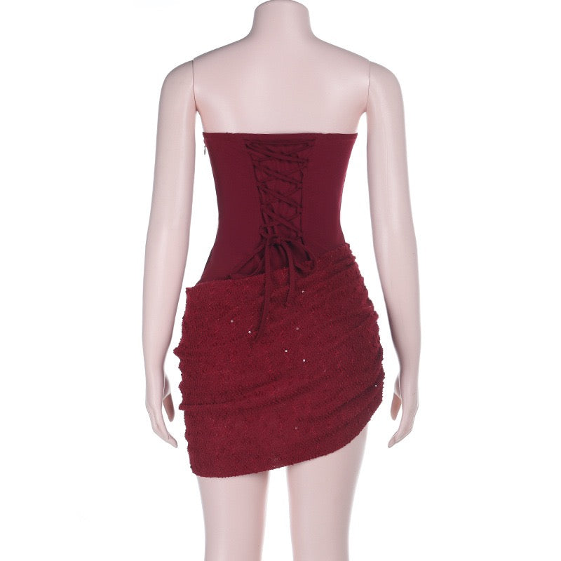 Sequined strapless mini dress - Pixi