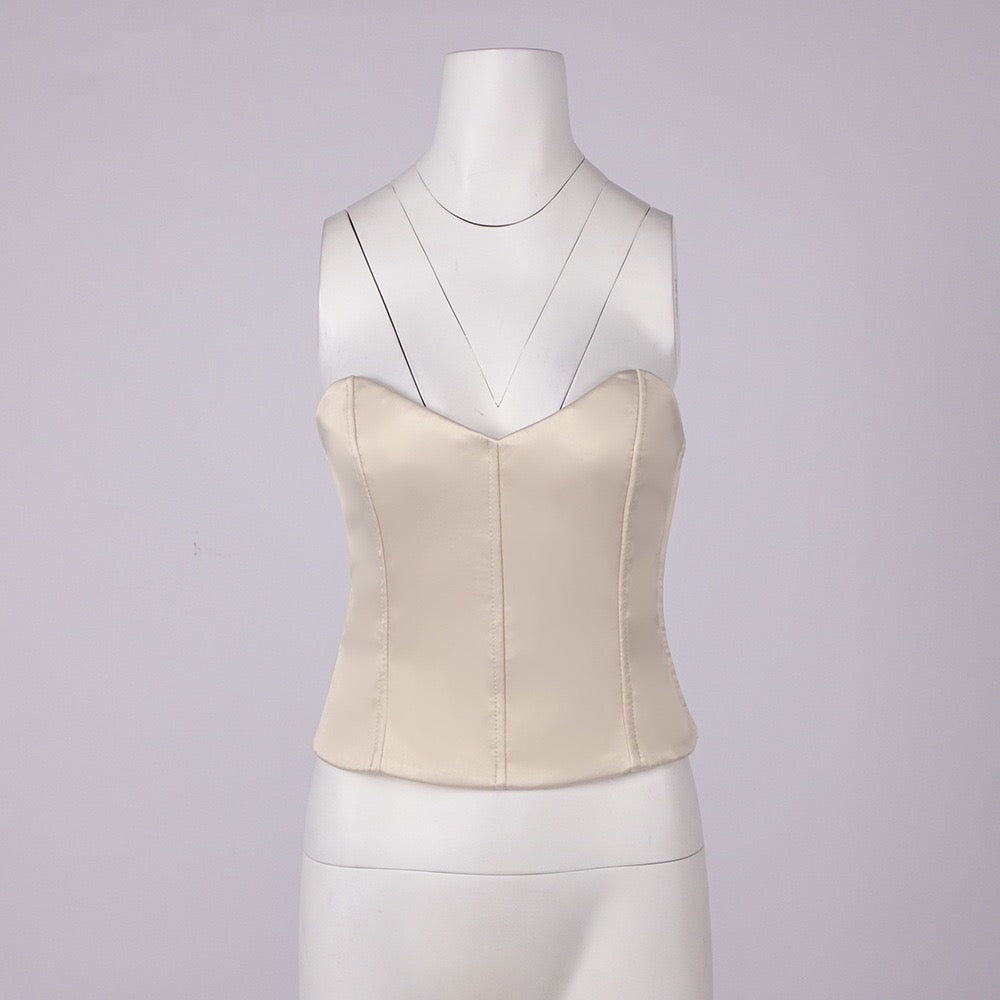 LINOR strapless ruffle mesh-design maxi dress with a corset